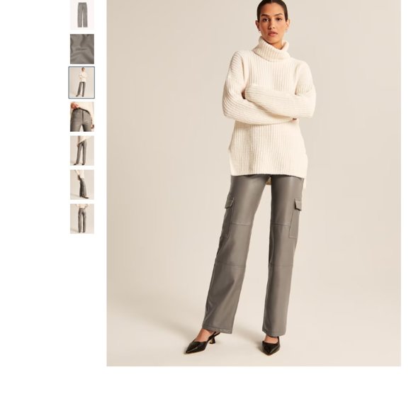 Abercrombie Women's Vegan Leather Cargo 90s Relaxed Pant Gray 34 reg - Picture 5 of 14